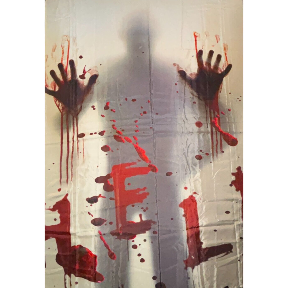 Halloween Shower Bathroom Curtain Horror Bloody Hands HELP For Decoration